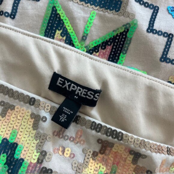 Express Women's Aztec Tribal Sequined Mini Skirt, Size XS - Picture 5 of 5
